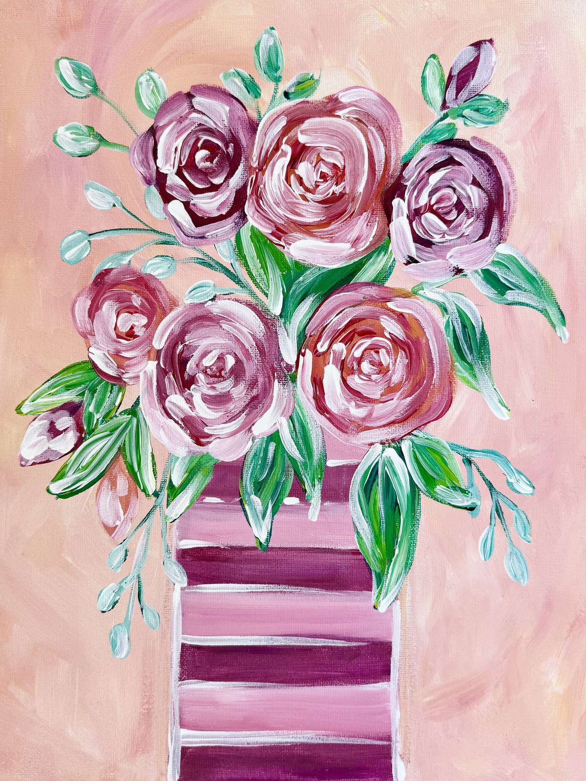Acrylic painting of a blush floral bloom